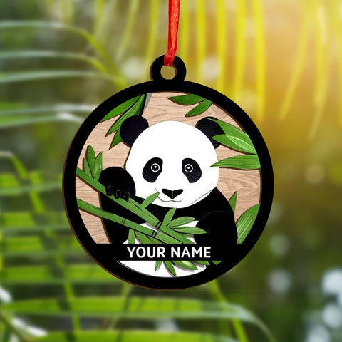 MAPrints Personalized Panda Ornament Xmas Tree, Panda Acrylic Or Wood Flat Shape Ornament Christmas 2024, Panda Lovers Ornament Xmas Decor, Panda Bear Gifts Panda Bamboo Hanging Ornament (Panda 1)