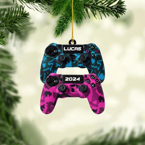 Personalized Video Game Controller Ornament, Custom Gamer Ornament Christmas Ornaments Gaming Controller Gift for Gamer, Gaming Ornaments for Christmas Tree Decorations 2D Gaming Ornaments (G4)