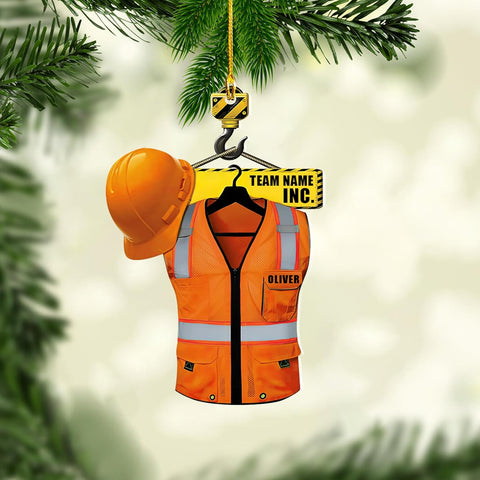 Artparel Personalized Construction Ornament Construction Worker Christmas Ornaments Construction Hard Hat Ornament Xmas Construction Worker Gifts Construction Hard Ornament Gift Xmas (Construction 5)