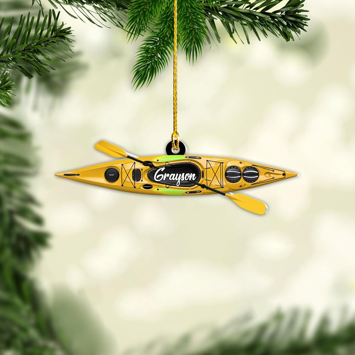 AOVL Personalized Kayak Ornament Lake Kayaking Board Ornament Kayak Gift for Christmas Tree Kayaking Christmas Ornament Kayaking Gifts Ornaments (KY5)