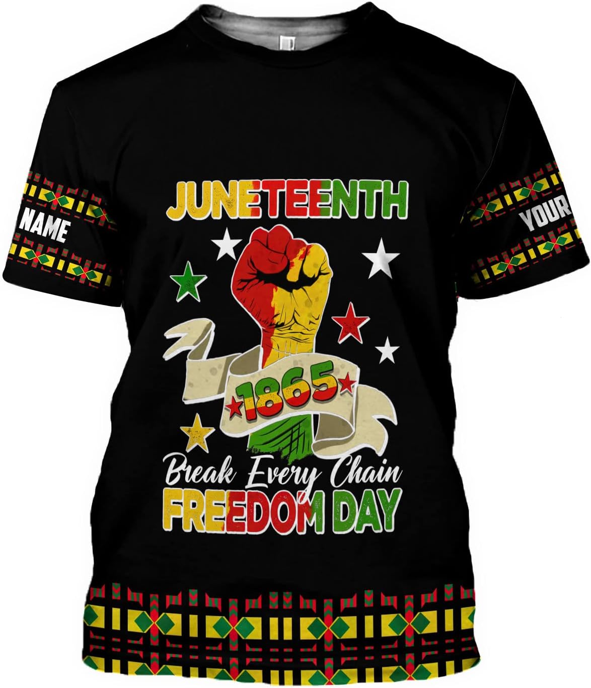 Lighthuy Personalized Juneteenth Shirt 3D, Juneteenth Shirts Women Gift, Customized Name Juneteenth Shirts for Men S-5XL