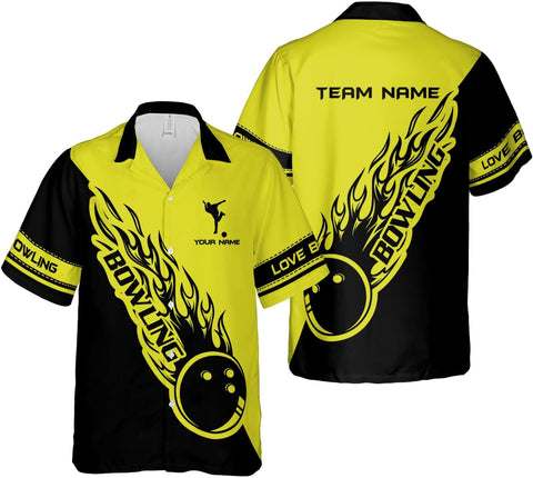 Mostprints Personalized Name Bowling Hawaii Shirts for Men and Women 3D, Bowling Shirts for Team Bowling, Bowling Shirts Gift