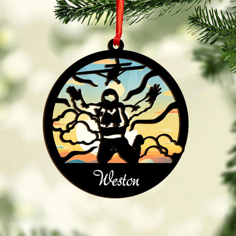 Personalized Parachute Ornament 2024, Custom Skydiving Christmas Ornament, Unique Skydiving Gift, Parachute Ornament, Paragliding Ornament, Paragliding for Men with Name and Year (Acrylic, Style 3)