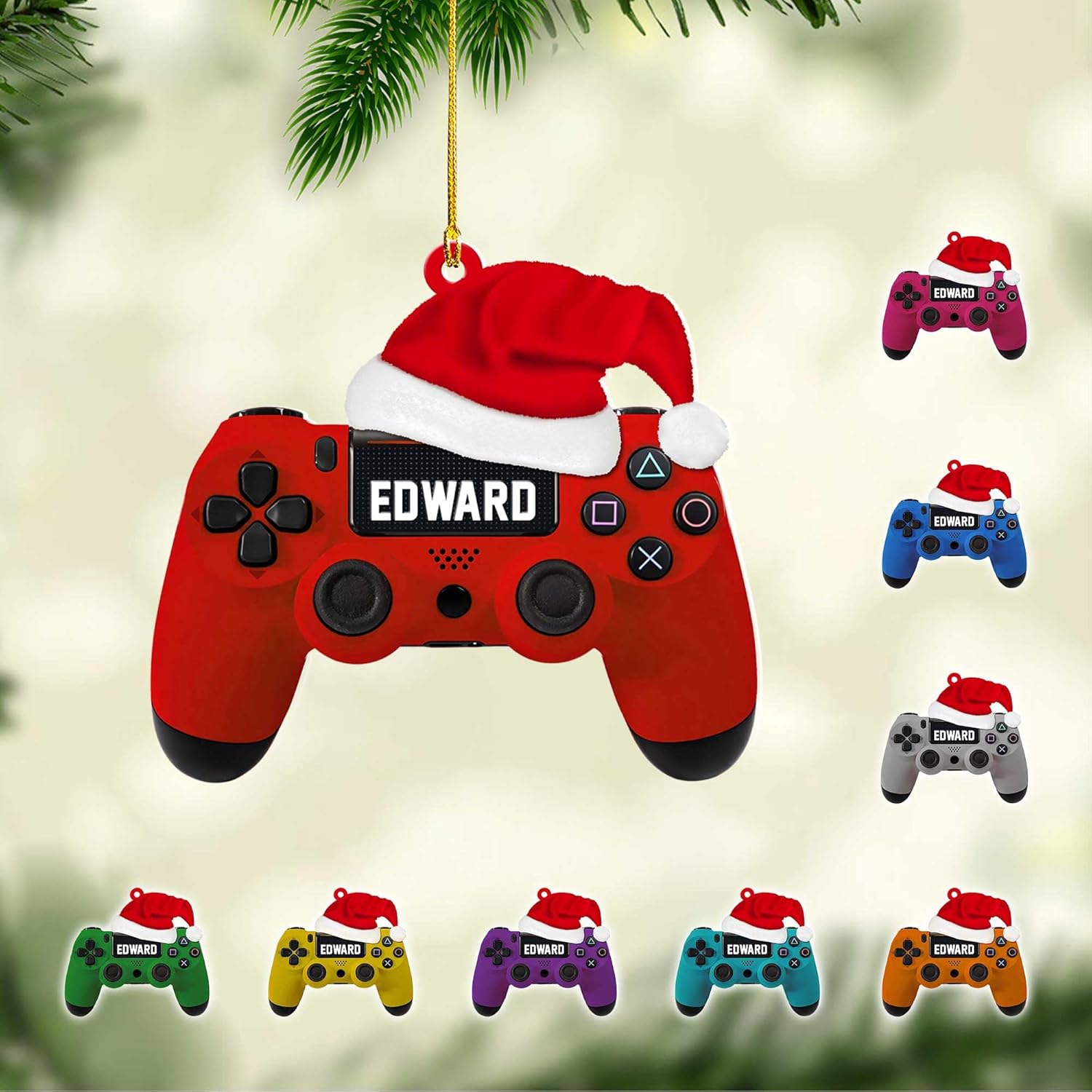 Personalized Video Game Controller Ornament, Custom Gamer Ornament Christmas Ornaments Gaming Controller Gift for Gamer, Gaming Ornaments for Christmas Tree Decorations 2D Gaming Ornaments (G1)