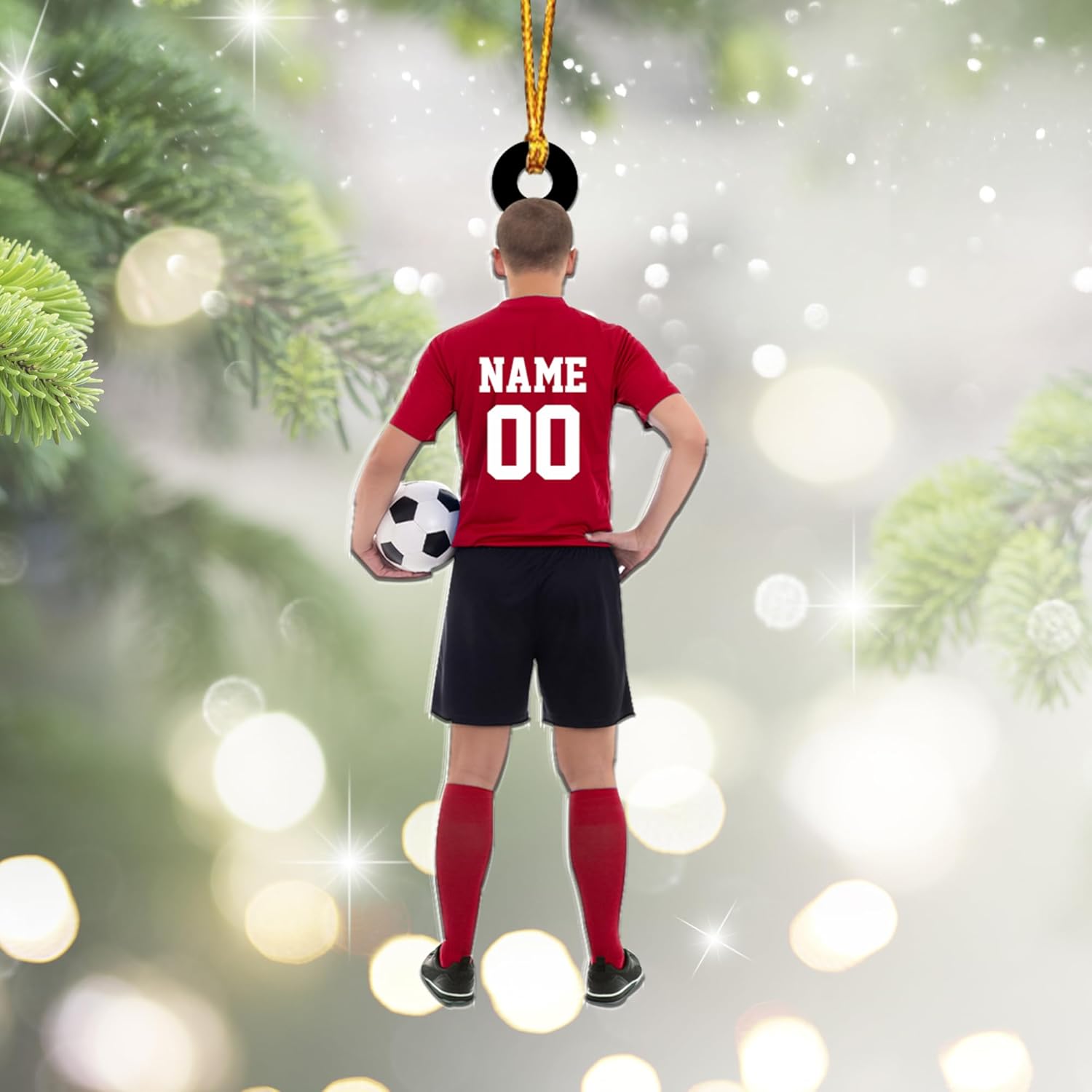 mostprints Personalized Soccer Christmas Ornament, Soccer Ornament for Boys, Soccer Team Ornaments, Gifts for The Soccer Player, Soccer Player Ornament, Soccer Gift Tree Hanging (SC15)