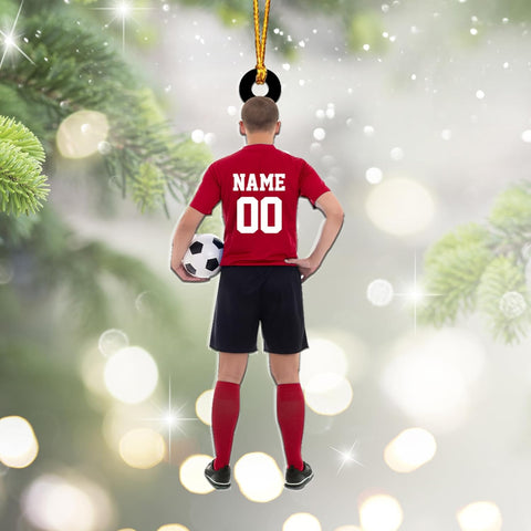 mostprints Personalized Soccer Christmas Ornament, Soccer Ornament for Boys, Soccer Team Ornaments, Gifts for The Soccer Player, Soccer Player Ornament, Soccer Gift Tree Hanging (SC15)