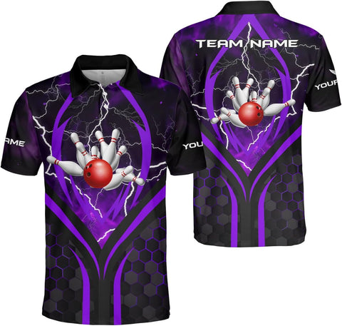 Ligthuy Personalized Name Bowling Polo Shirts 3D for Men and Women, Bowling Shirt, Bowling Team