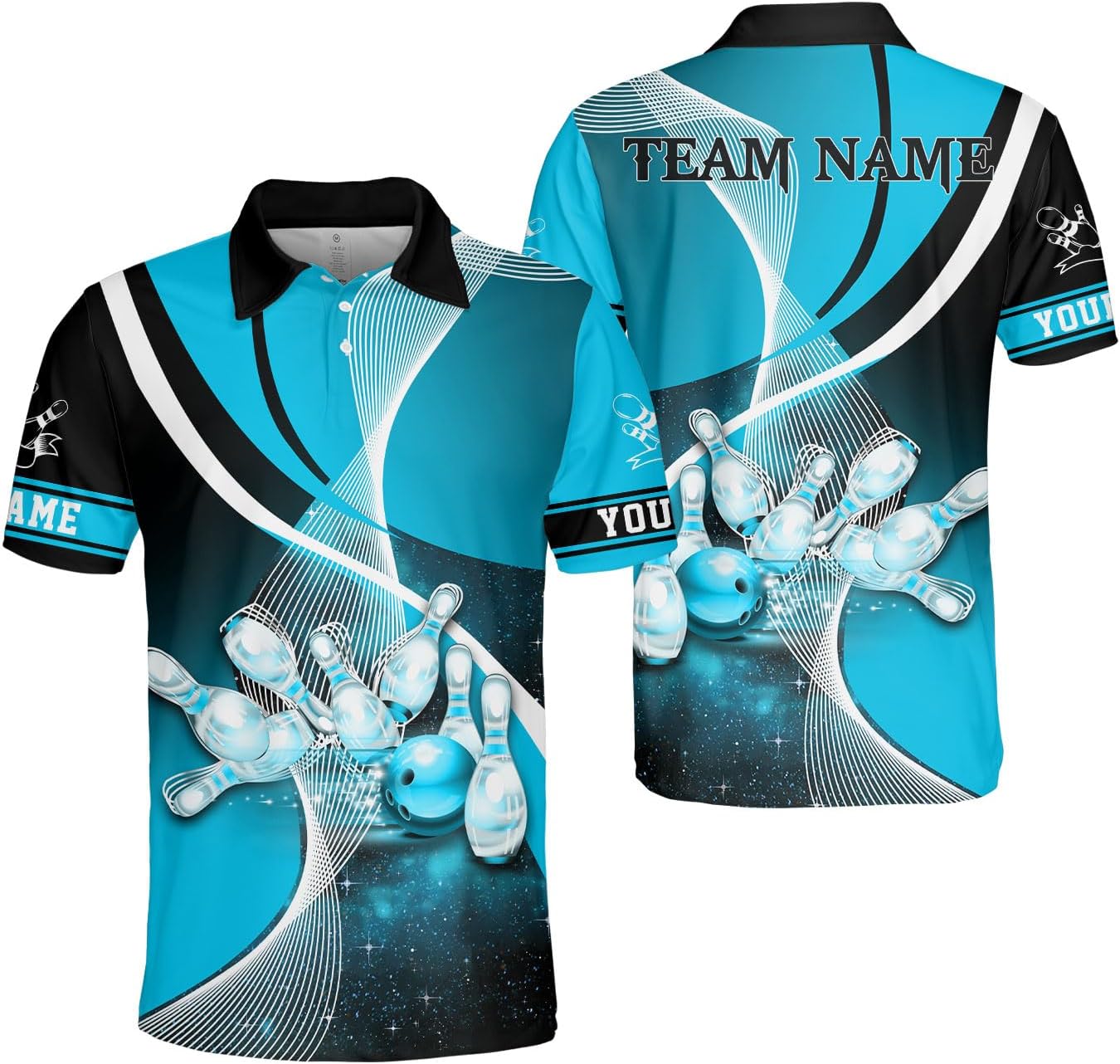 Ligthuy Personalized Name Bowling Polo Shirts 3D for Men and Women, Bowling Shirt, Bowling Shirts for Men Team Bowling Shirt