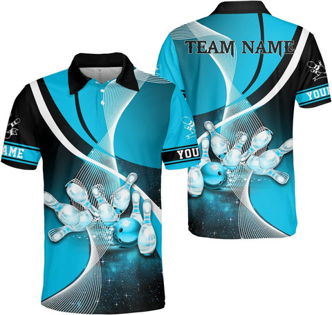 Ligthuy Personalized Name Bowling Polo Shirts 3D for Men and Women, Bowling Shirt, Bowling Shirts for Men Team Bowling Shirt