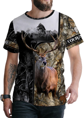 Custom Camo US Flag Deer Elk Buck Camouflage Hunting Hunter Antlers Shirt, Dad Gift Fathers Day