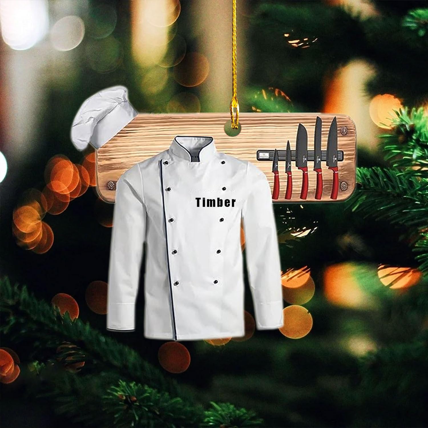 Personalized Chef Christmas Ornament 2024, Cooking Baking Christmas Ornaments, Chef Uniform Ornament, Custom Chef Hat Ornament for Christmas Tree Chef Gifts Food Ornaments Kitchen Ornament (Chef 11)