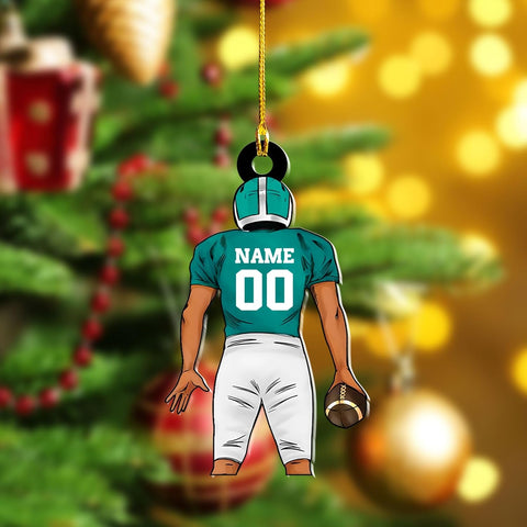 Artparel Personalized Football Ornament Customized Football Christmas Ornaments Football Ornament Christmas Hanging Décor Gift for Football Fans Football Gifts Gift for Football Player (FB 18)