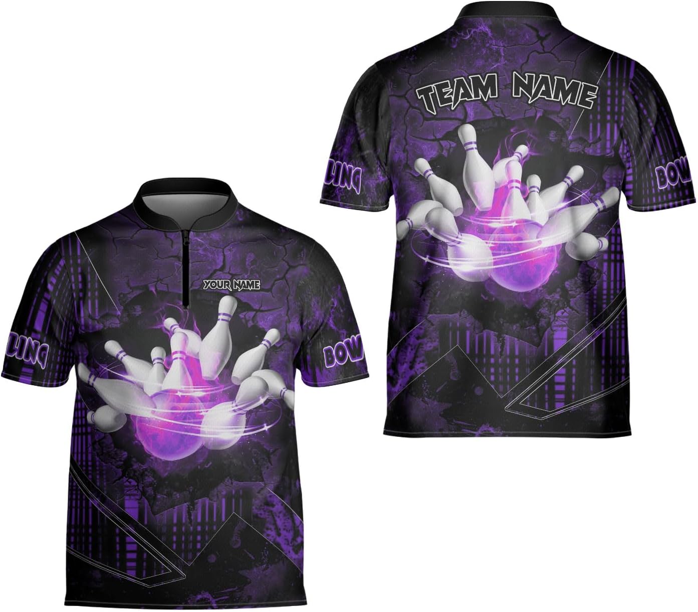 Custom Bowling Jerseys for Men Women Personalized Team Name Quarter Zip 3D Apparel Customized Bowling Jersey Shirts Unisex