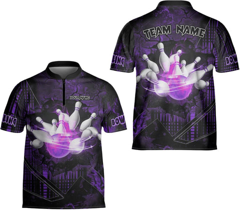 Custom Bowling Jerseys for Men Women Personalized Team Name Quarter Zip 3D Apparel Customized Bowling Jersey Shirts Unisex