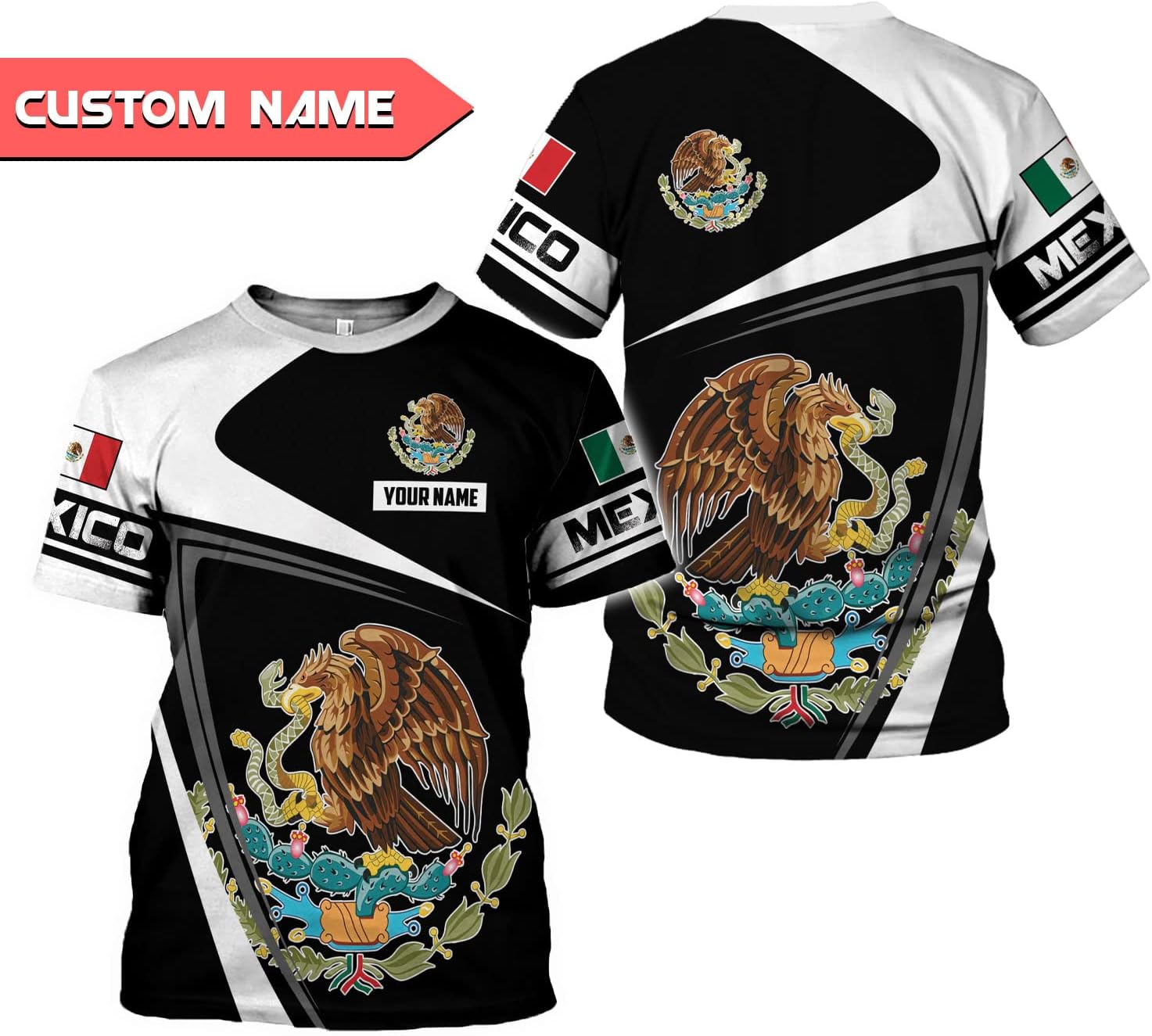 Mostefy Personalized Name Mexican Shirts for Men 3D Customized Mexico Shirts for Men, Mexico Shirts for Women Mexico Shirt (US, Alpha, Small, Regular, Regular, Multi 7)