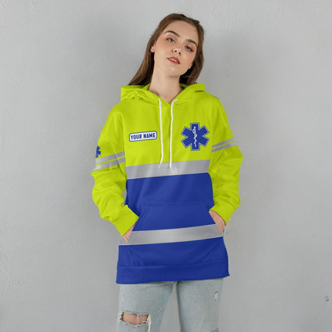 Leeprints Personalized EMT Hoodie EMS Sweatshirt Custom EMS Zip Hoodie Paramedic Uniform Emergency Medical Technician Shirts