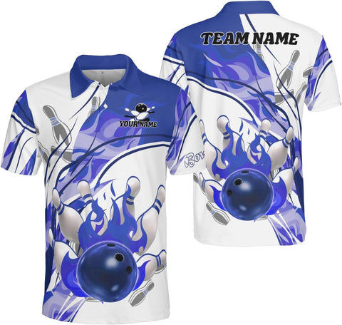 Ligthuy Personalized Name Bowling Polo Shirts 3D for Men and Women, Bowling Shirt, Bowling Shirts for Men Team Bowling Shirt