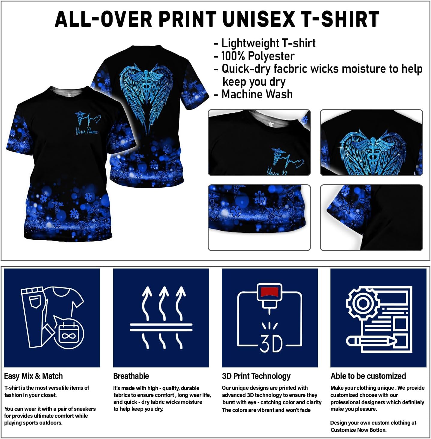 MoonArt Personalized Name Nurse Shirt Nurse Gifts Nurse Graduation Gift Funny Nurse T-Shirt Gift Nursing Emergency Shirts