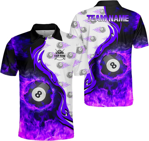 Ligthuy Personalized Billiard Polo 3D, 8 Ball Shirt, Billiards Shirts for Men, Billiard Gifts for Men and Women S-5XL