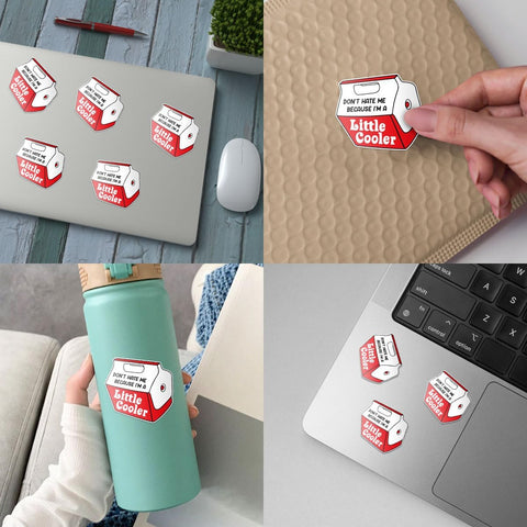 3 Pcs Dont Hate Me Because I'm A Little Cooler Sticker, Cooler Funny Pun Stickers for Laptop Bottle Phone Car Helmet 3'x3' (L1)