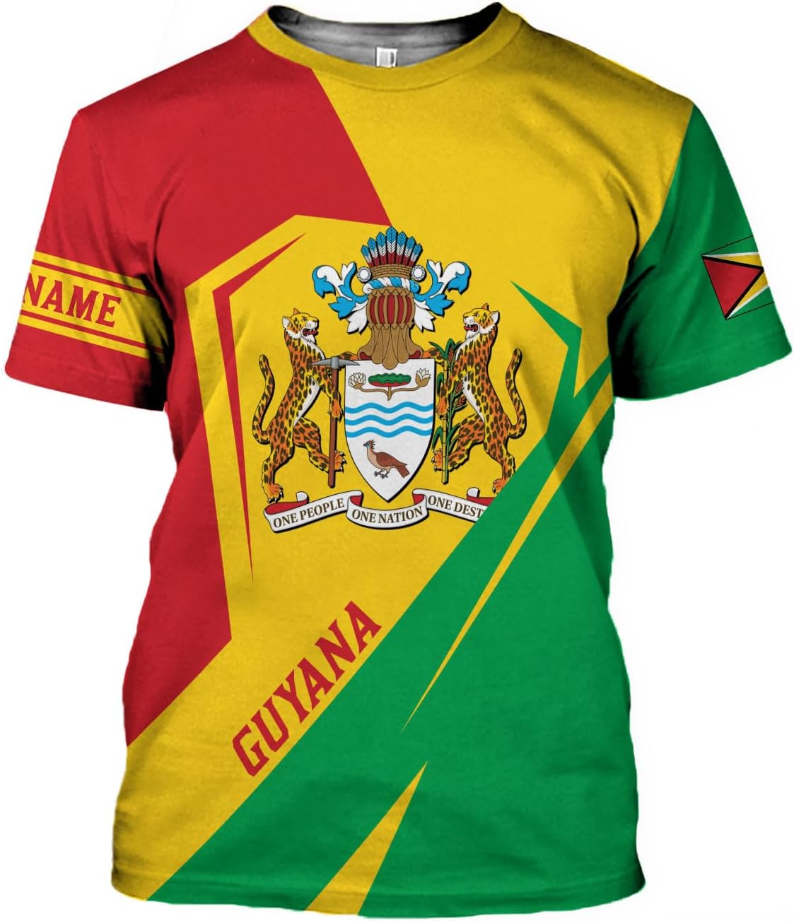 MoonArt Personalized Guyana Shirts - Guyanese Coat of Arms Flag 3D