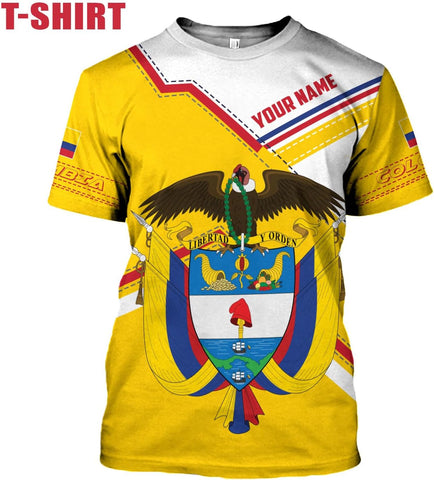 Mostprints Personalized Colombia Shirt 3D, Custom Colombia Flag Shirts for Men Women, Colombian Pride T-Shirt, Unisex Shirt