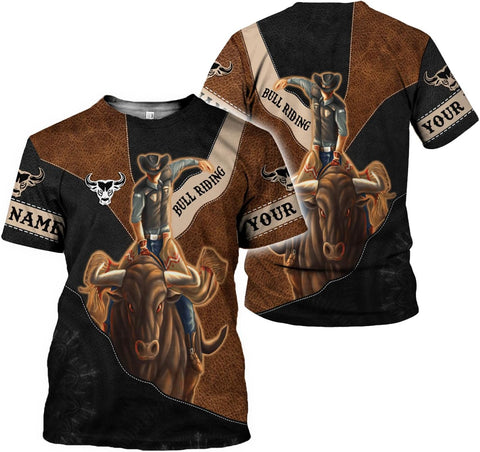 Mostprints Personalized Name Bull Riding Shirt 3D, Rodeo Shirts Bull Biding Shirts for Men and Women, Bull Rider Shirt Gift