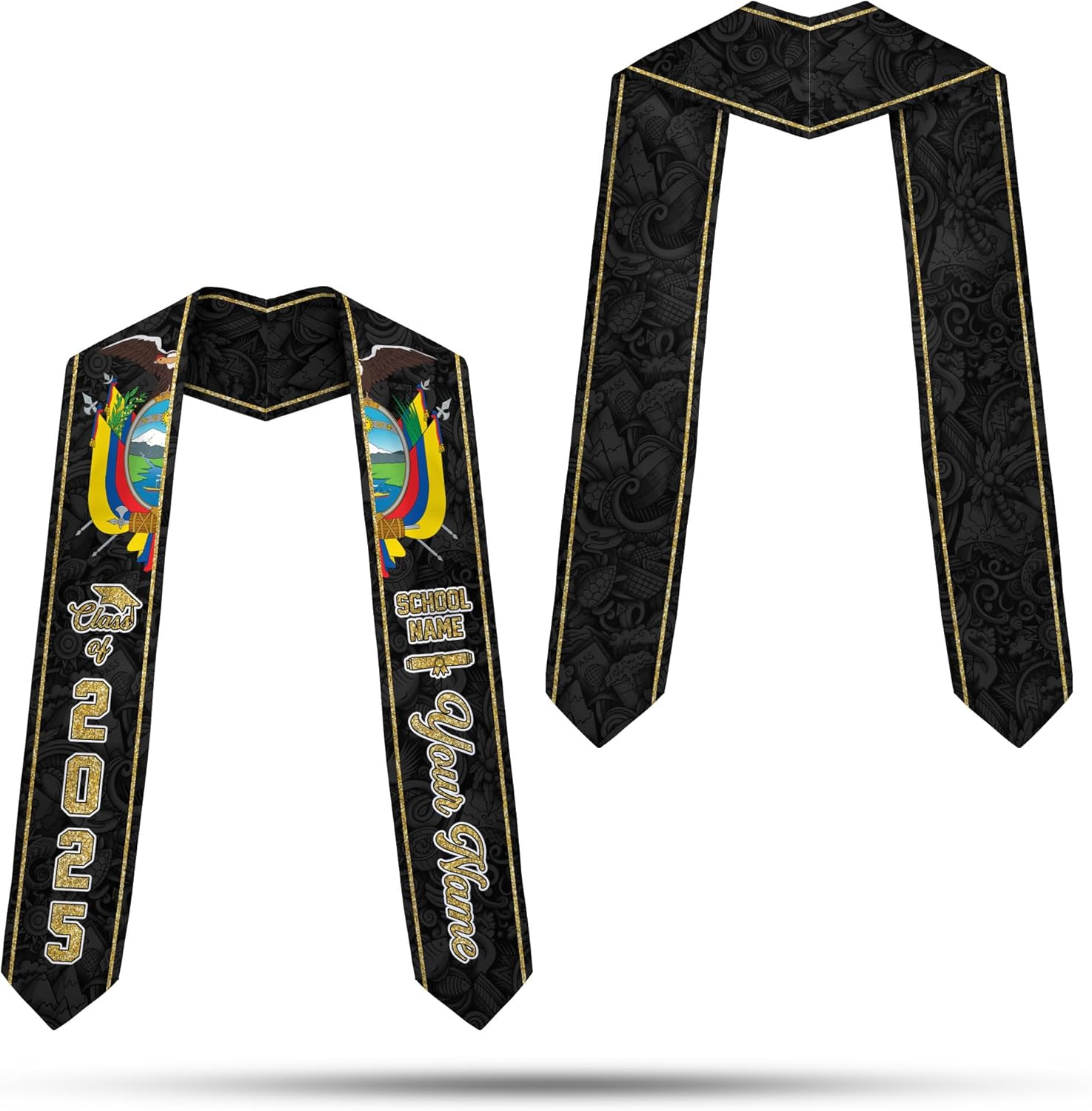 Pretyprints Ecuador Graduation Stole, Ecuadorians American Flag Graduation Sash 2025, Ecuadorians Graduation Sash