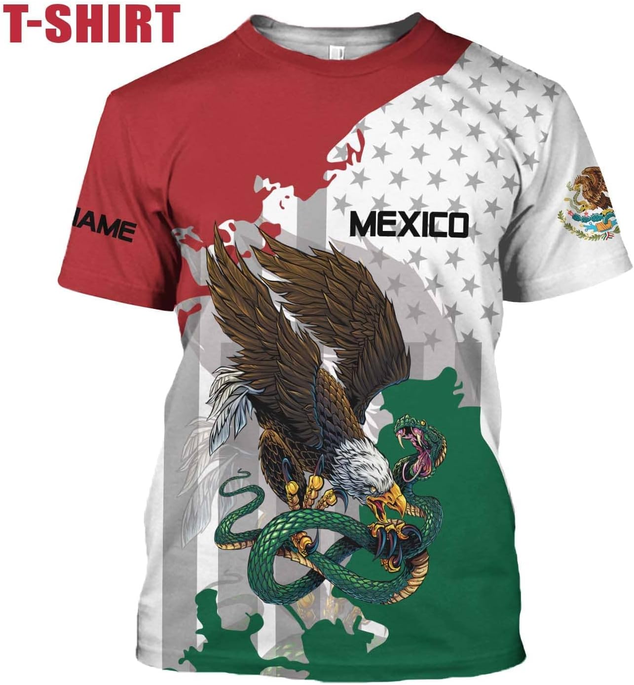 Paniprints Personalized Name Mexican Shirts for Men, Customized Mexico Shirts for Men, Mexico Shirts for Women Mexico Flag