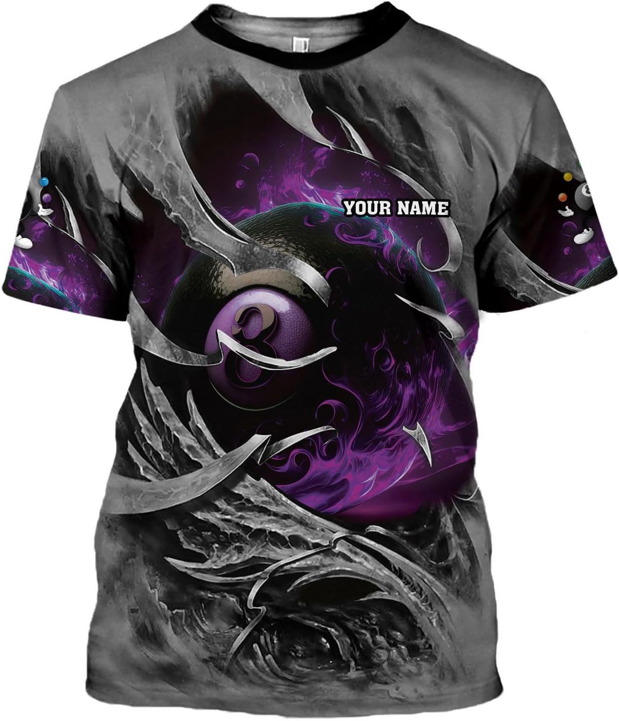Custom 3D Billiard Shirt for Men Women Personalized Pool Player Team Apparel with 8 Ball Flag Design Gift to Billiard Lovers