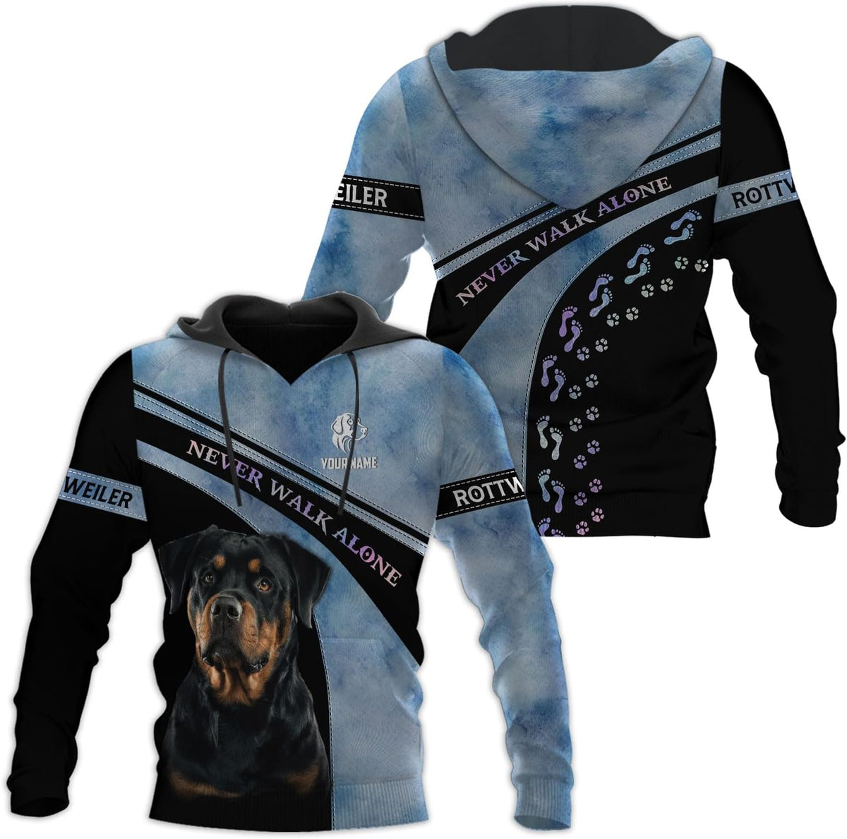Personalized Rottweiler Dog 3D Hoodie, Custom Name Rottweiler Dog 3D T-Shirt, Sweatshirt, Hoodie Zip for Women, Mens