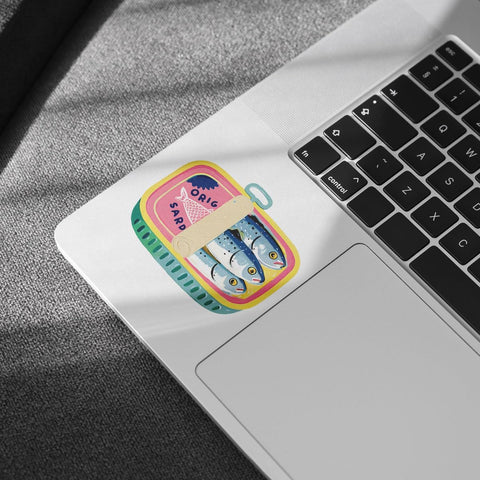 3 Pcs Kawaii Style Sardines Sticker, in Can Fish Sticker, Dark Humor Funny Bumper Die-Cut Vinyl Sticker 3 Inches for Water Bottles Laptop Phone Car Ski Helmet