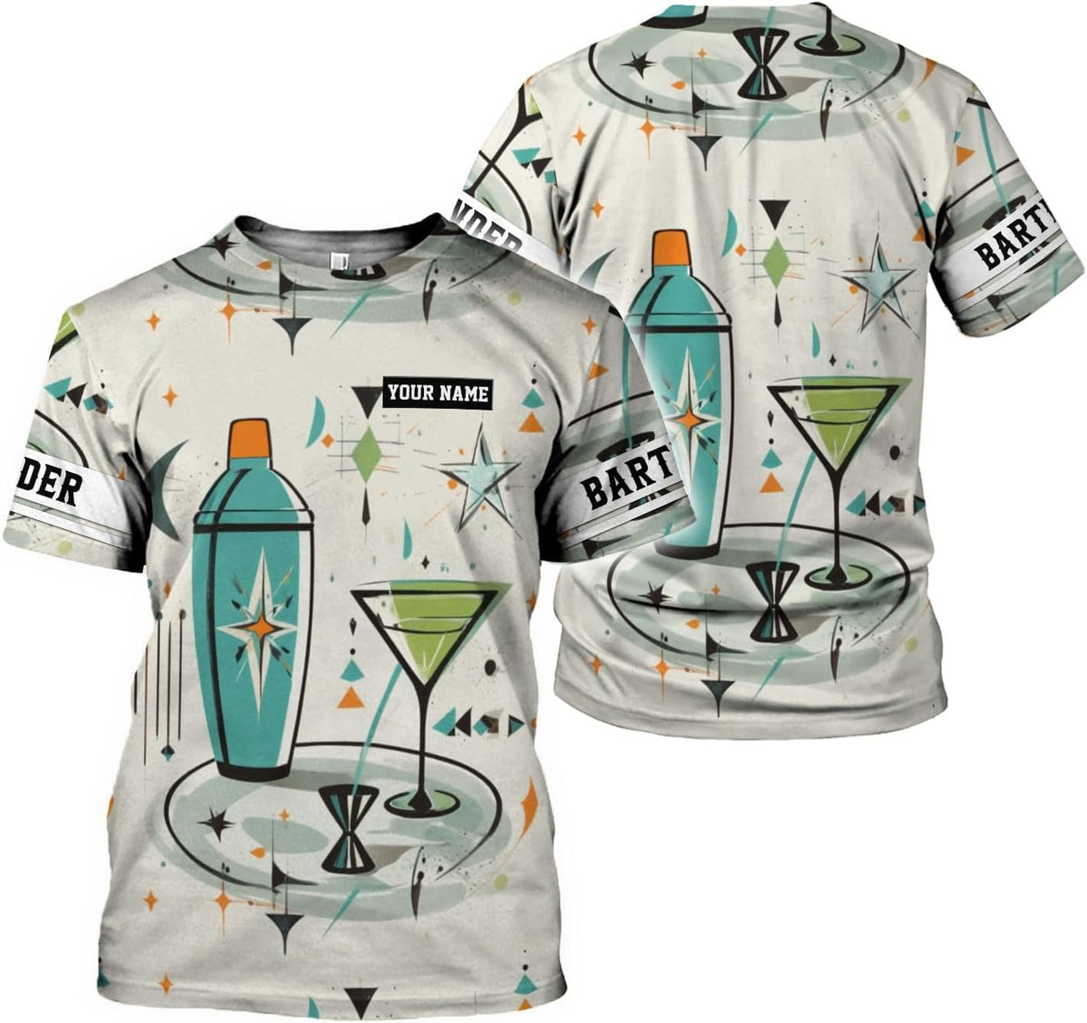 MAPrints Personalized Bartender Shirt Custom Bartender Tshirts Bartending 3D Tshirts Bartender Barista Camisas Tshirt for Men