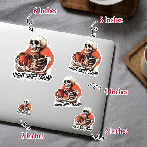 3Pcs Night Shift Squad Sticker, Skeleton Stickers, RN Nurse Skeleton Healthcare Worker Coffee Stickers, Fun Night Shift Die-Cut Vinyl Decals - Sticker for Laptop Water Bottle Phone Car Helmet 3"