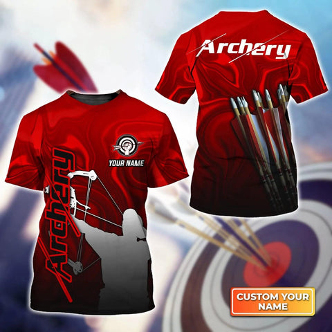 Woseprints Custom Archery T-Shirt Bow and Arrow Personalized Polo Shirts for Archer Men Women Target Shirt Team Apparel Gifts