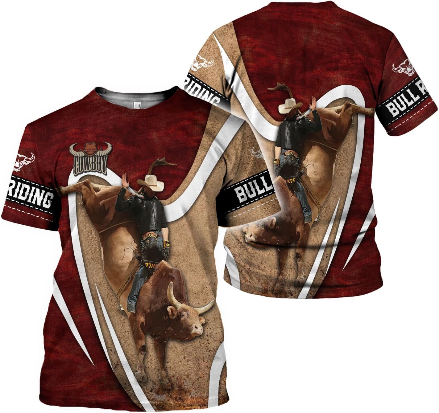 Rivelus Personalized Name Bull Riding Shirt 3D, Rodeo Shirts Bull Biding Shirts for Men and Women, Bull Rider Shirt Gift