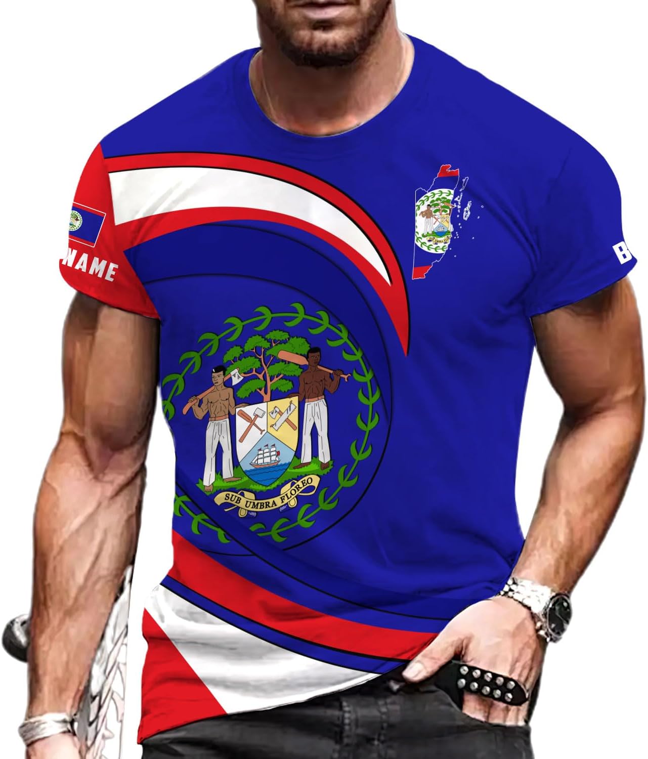 Artparel Personalized Belize Shirt Coat of Arms of Belize Flag Shirts Belizean Country Flag Gift T-Shirt Belizean Shirt S-5XL