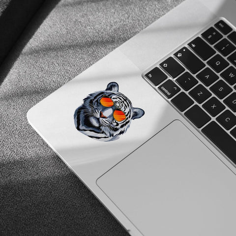(3Pcs) Cool Animal Vinyl Sticker, Tiger Sunglasses Sticker, Tigress Decal, White Tiger's Head Bumper Sticker - Stickers for Laptop Water Bottle Car Helmet 3" (White Tiger Head)