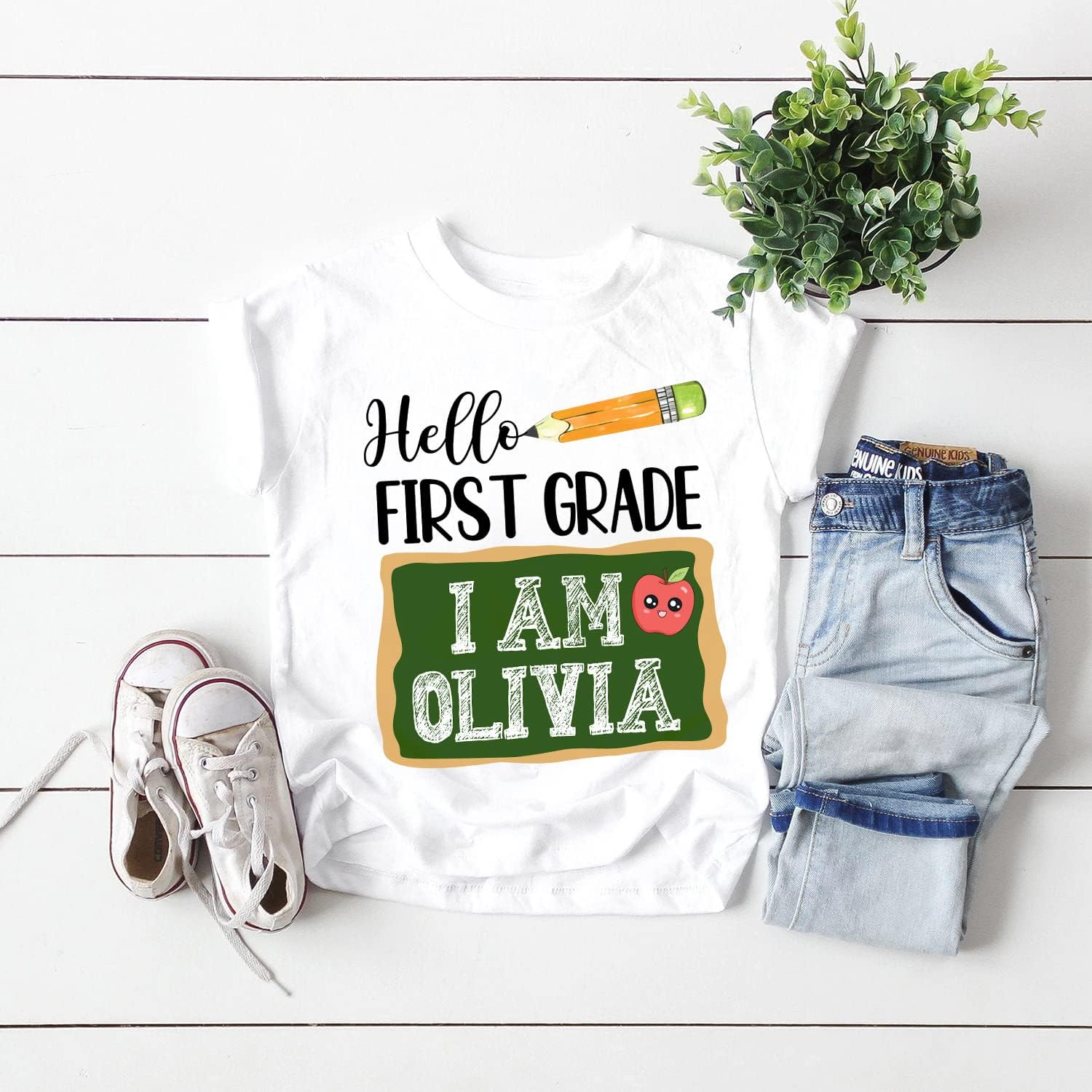 Vybonz Personalized First Day of Kindergarten Shirt, Back to School Shirts for Girl Boy Crush Kindergarten Shirts