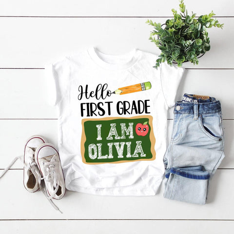 Vybonz Personalized First Day of Kindergarten Shirt, Back to School Shirts for Girl Boy Crush Kindergarten Shirts