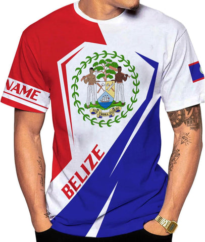 Artparel Personalized Belize Shirt Coat of Arms of Belize Flag Shirts Belizean Country Flag Gift T-Shirt Belizean Shirt S-5XL