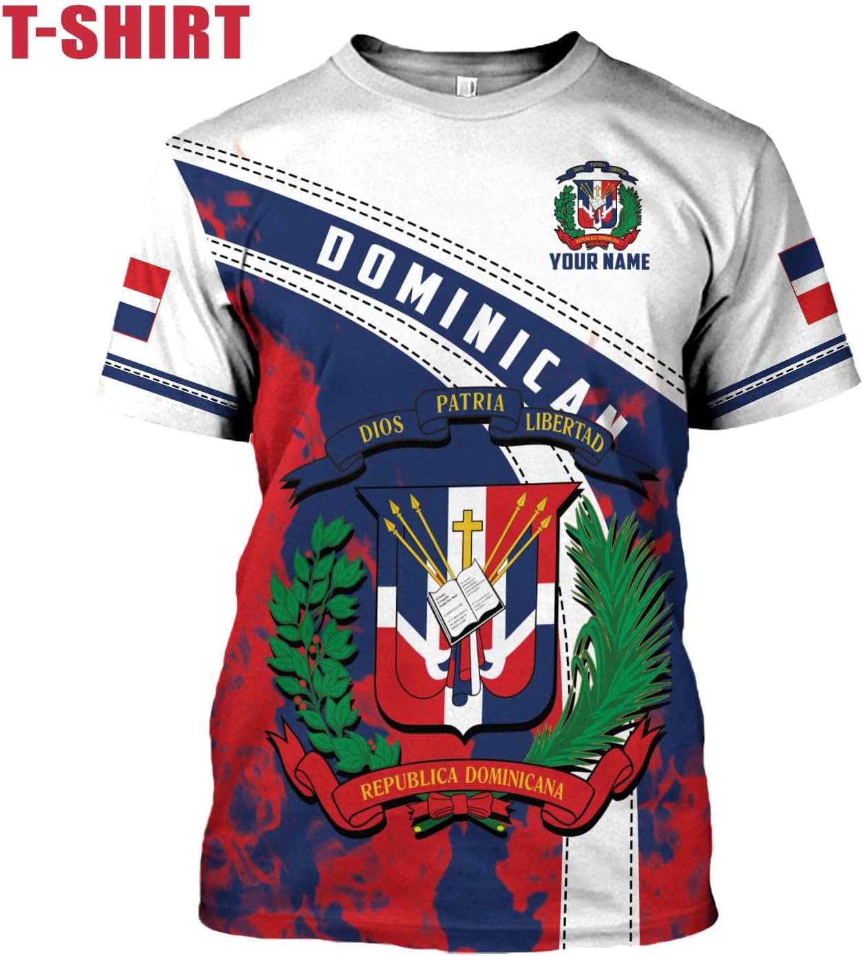 Ligthuy Personalized Dominican Shirt 3D, Dominican Republic Shirts, Dominican Flag Unisex Republica Dominicana Shirt S-5XL