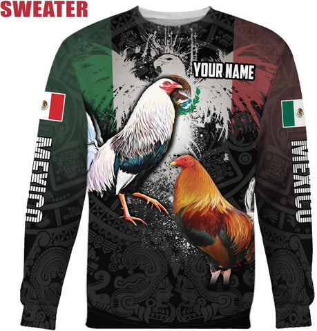 Mostefy Personalized Name Rooster Mexican Hoodie 3D, Customized Mexican Hoodies for Men, Unisex Mexico Hoodie 3D, Mexico Hoodies for Men, Mexico Flag Gift, T Shirt, Zip Up Hoodie, Sweatshirt HD09