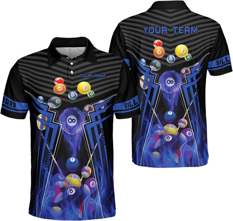 Custom Billiard Polo Shirts for Men Women Personalized Name Team 8 Ball Shirt Billiards Apparel Pool 3D Tshirts Gifts Players