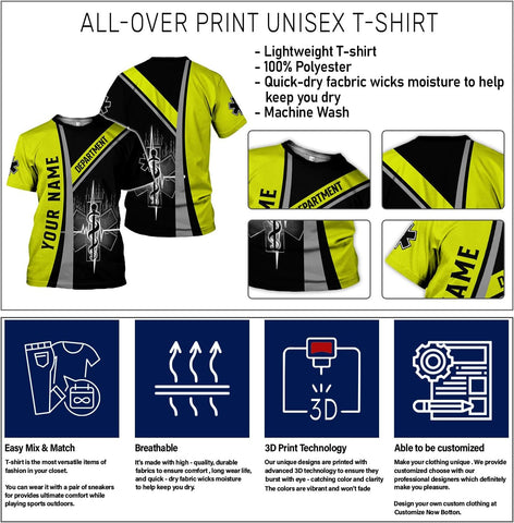 Custom EMS EMT Shirts Men Women, Personalized Paramedic Uniform Emergency Medical Technician Apparel, EMS Week Gifts
