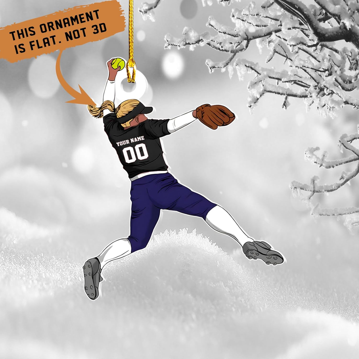 TinoShop Personalized Softball Acrylic Ornament Custom Name & Number Ornaments 2024 for Girl Coach Softball, Softball Gloves Ornament Custom, Softbal Ornament, Softball Ornament Softball Lover (ON467)