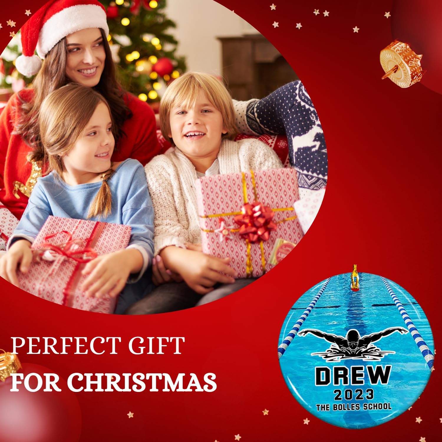 Suseaz Swimming Swimmer Ornament, Personalized Swimming Xmas Ornament Gifts for Men Women Swimmer, Custom Name Swimming Player Ornament, Swimmer Lover Ornament (Style 12)