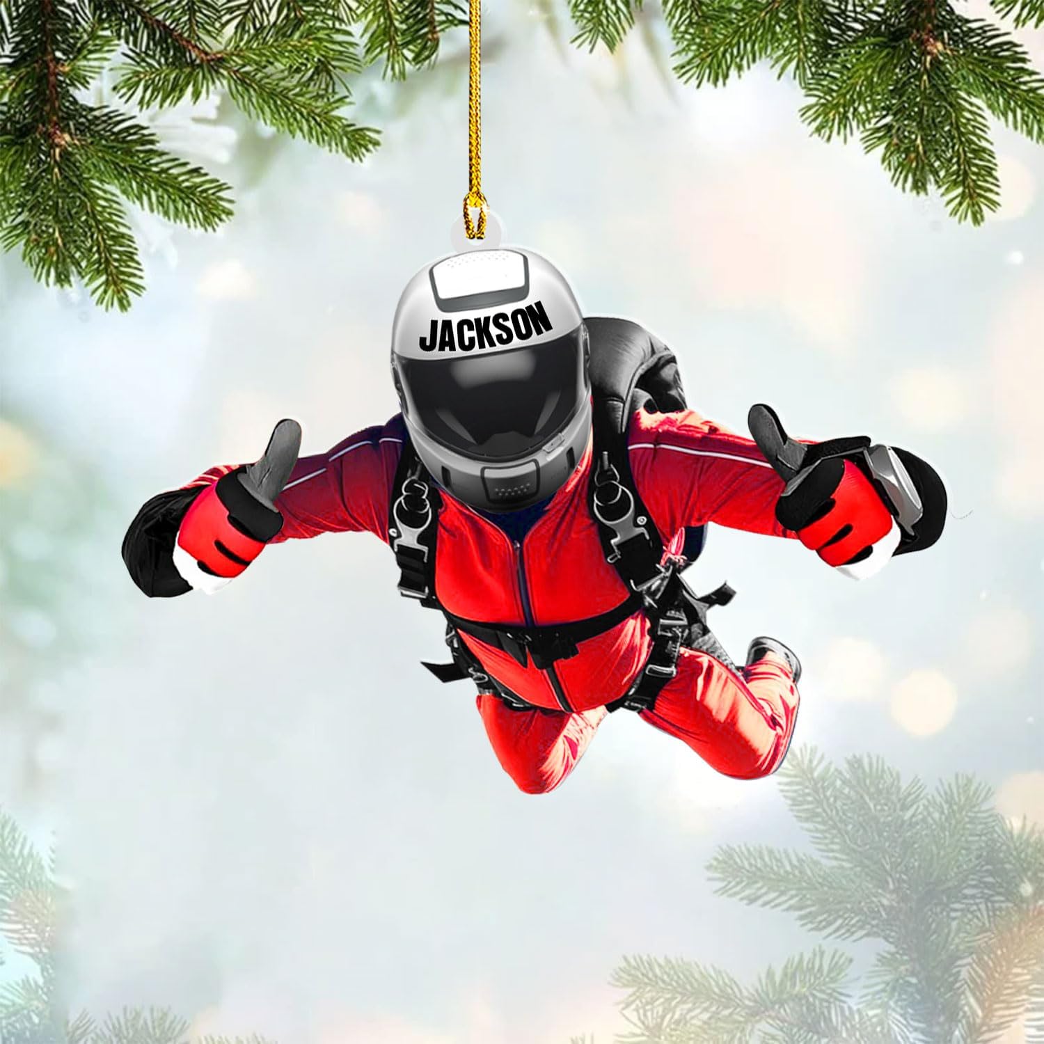 Artparel Custom Skydiving Ornaments 2024 Skydiving Christmas Decorations Skydiver Ornament Skydiving Player for Skydiving Lover Skydiving Ornament for Xmas (SDV4)