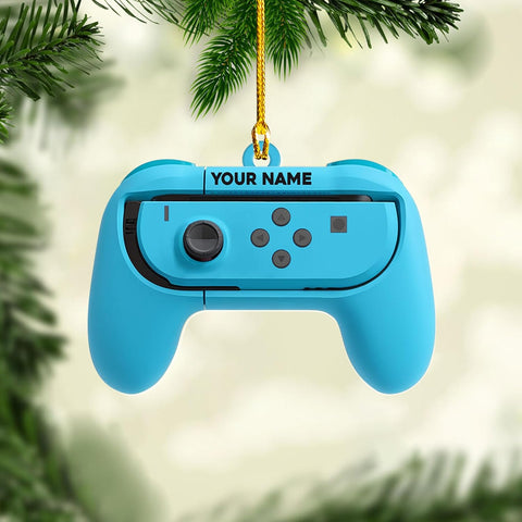 Artparel Personalized Gamer Ornament Custom Name Game Controller Ornament Shape Flat Computer Ornament for Gamer Gaming Ornament Gamer Christmas Ornament (GC12)