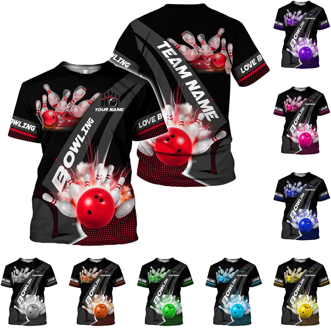 Rivelus Custom 3D Bowling Shirts Personalized for Men and Women - Unique Team Shirt & Gifts for Bowling Lovers